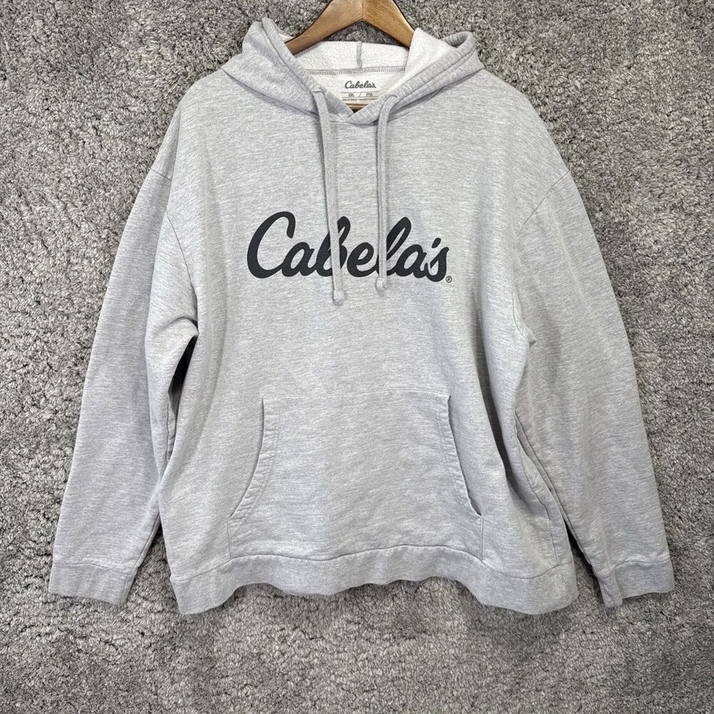 Cabelas Gray Hoodie Pullover Sweatshirt Size 2XL Classic Neutral Outdoor